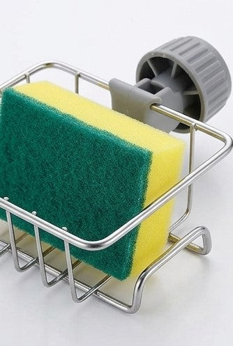 1PC Stainless Steel Faucet Storage Rack – Adjustable Sink Sponge, Rag & Soap Holder