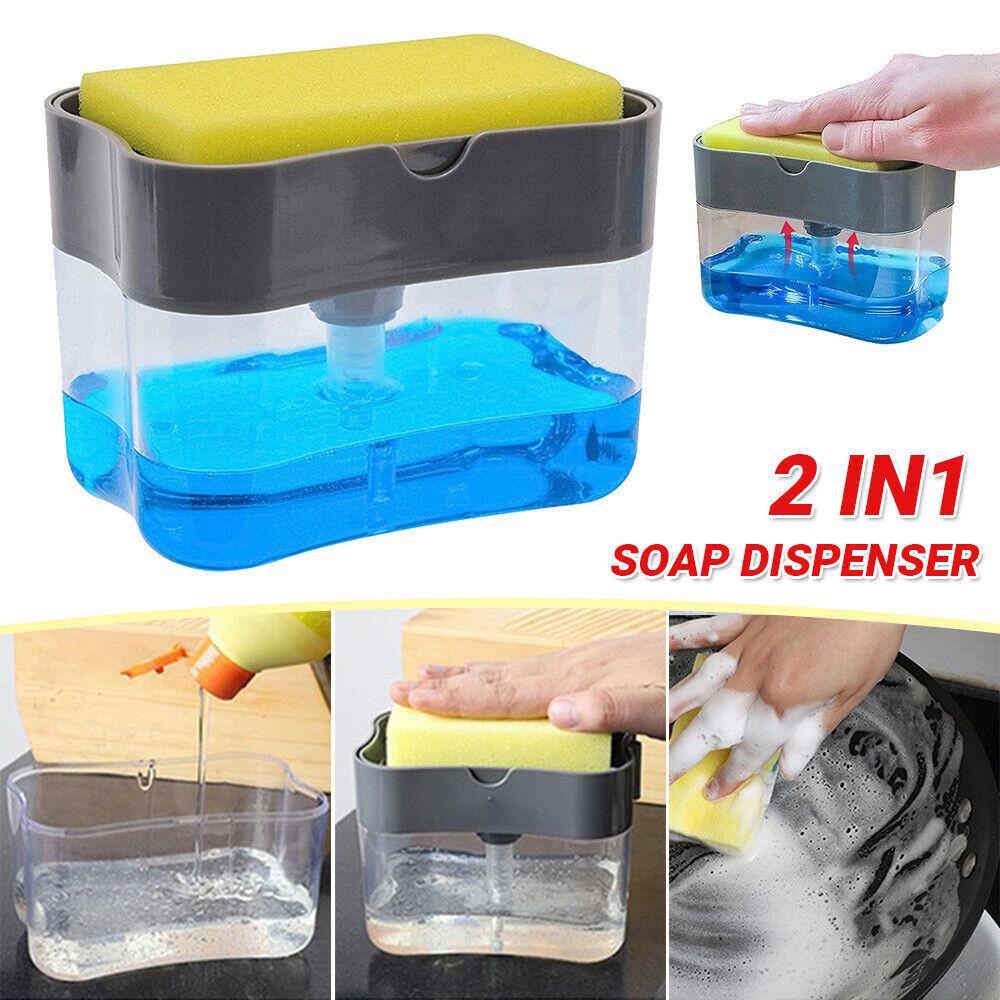 2-in-1 Liquid Soap & Sponge Dispenser – Space-Saving Kitchen & Bathroom Organizer