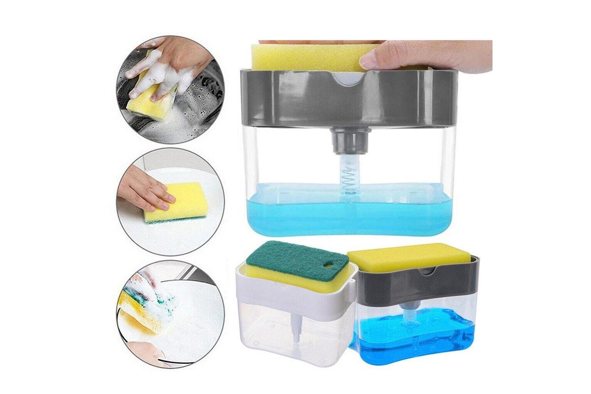 2-in-1 Liquid Soap & Sponge Dispenser – Space-Saving Kitchen & Bathroom Organizer