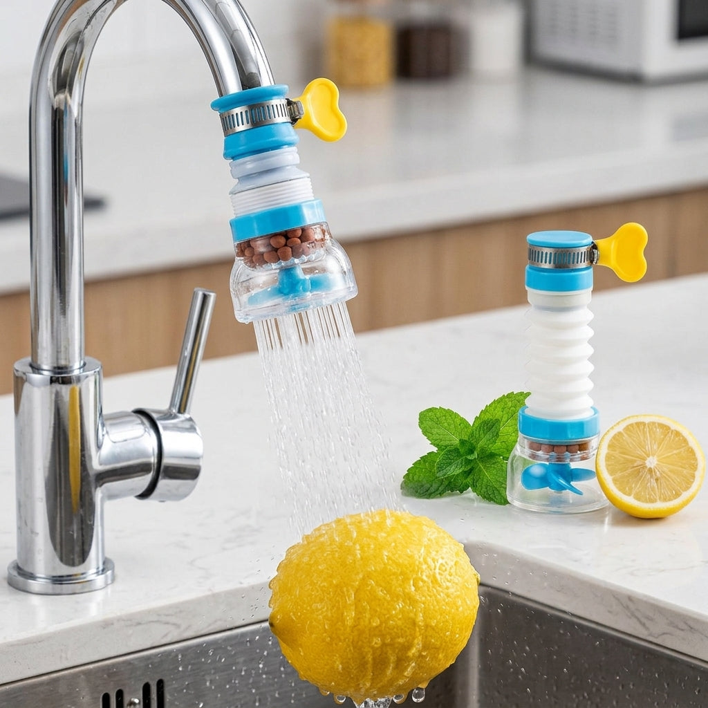 360° Adjustable Flexible Kitchen Faucet Tap Extender – Splash-Proof Water-Saving Sprayer & Filter Diffuser