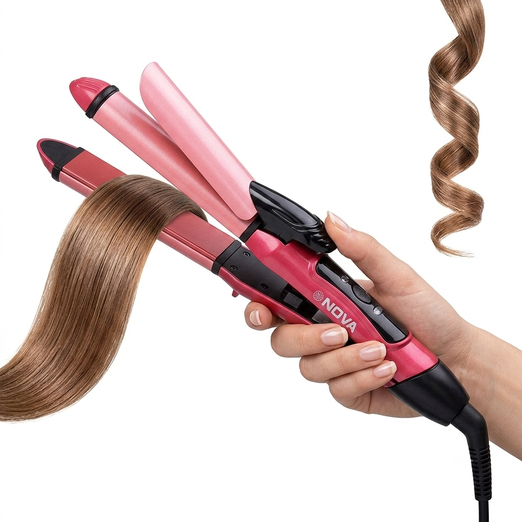 2-in-1 Nova Hair Straightener NHC-1818 – Hair Curler & Straightener