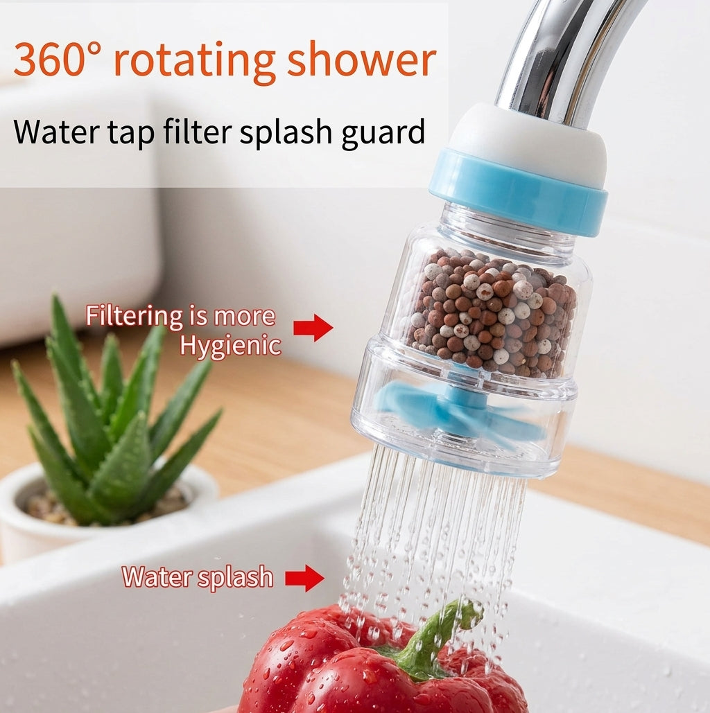 360° Adjustable Flexible Kitchen Faucet Tap Extender – Splash-Proof Water-Saving Sprayer & Filter Diffuser
