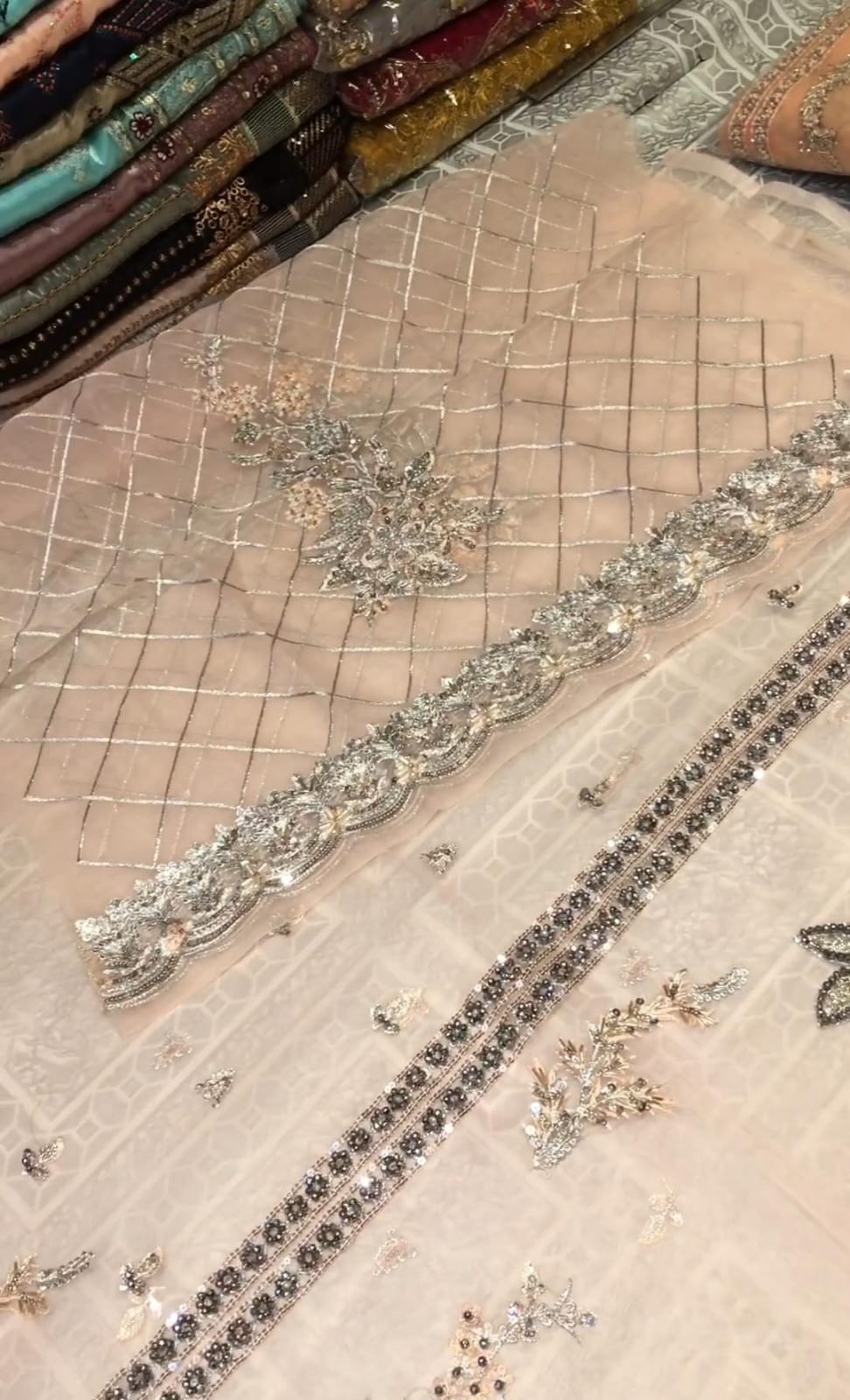 Luxury Hand Embellished Organza Dress with Kora Dabka Work | Premium Formal Wear