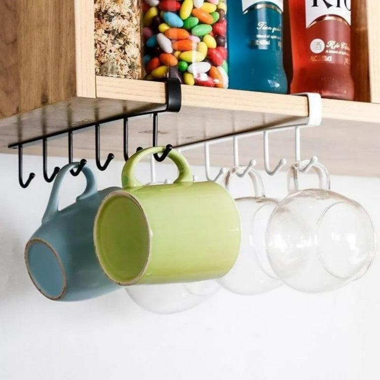 6-Hook Cup & Mug Holder – Under Cabinet Shelf Kitchen Cup Organizer